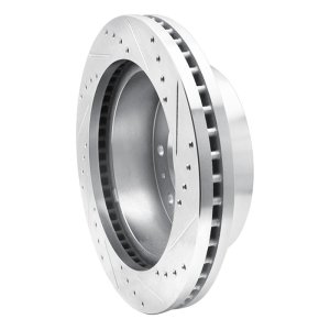 Chevrolet Silverado 2500 HD Brake Rotor (1) - Front Left - R1 Concepts - Drilled & Slotted - Silver - `11-`25